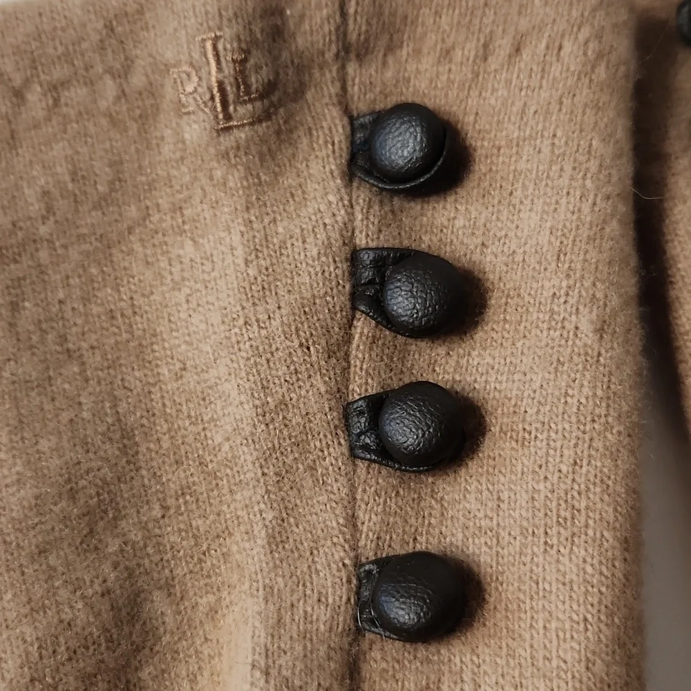 Lauren Ralph Lauren Wool & Cashmere Gloves with Button Accent Size Small
